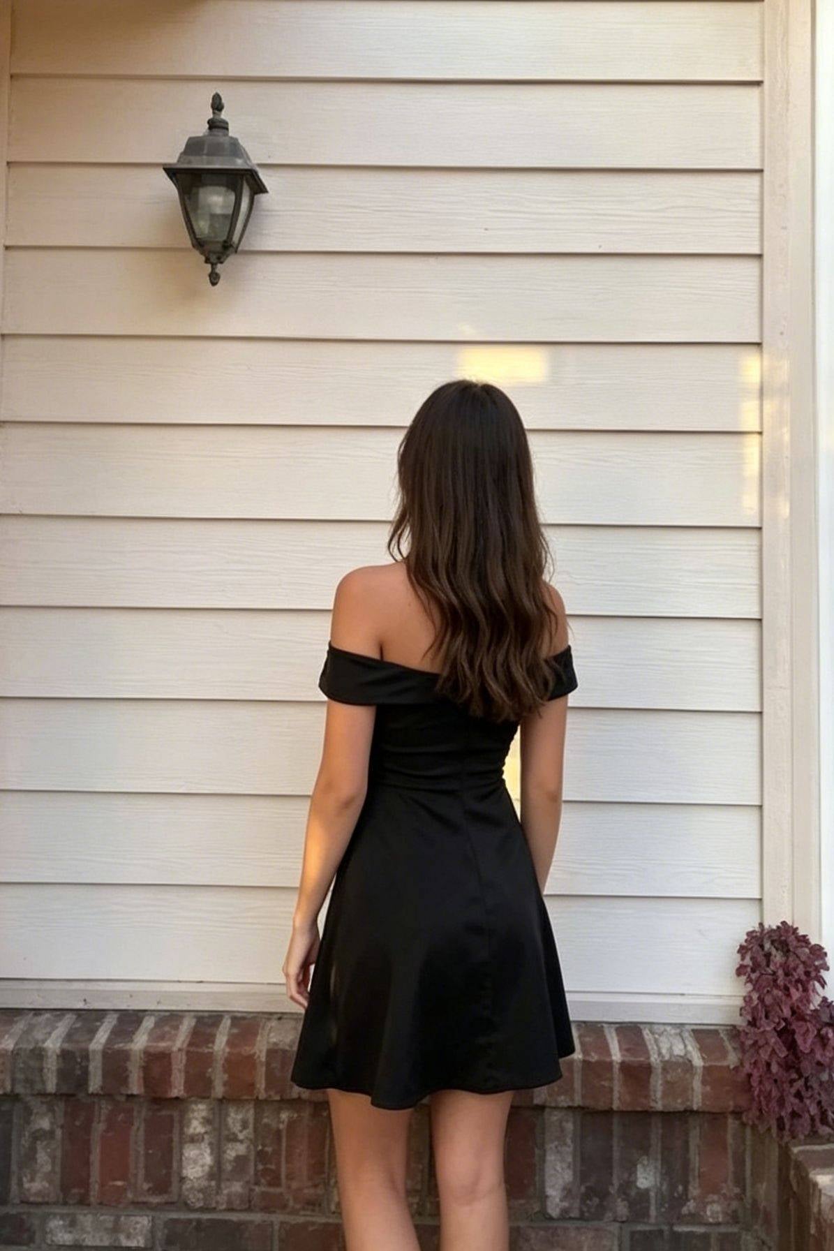 Off-the-Shoulder Cut-Out A-Line Mini Dress