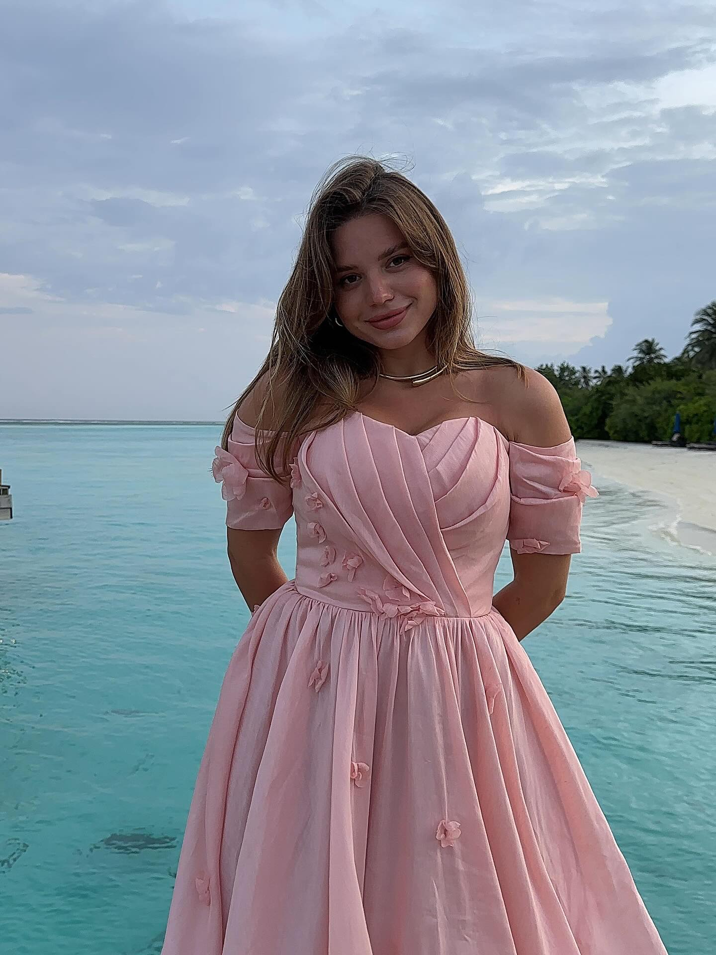 Off-The-Shoulder Organza Midi Dress