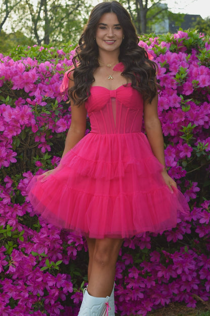 Tiered Tulle Corset Homecoming Mini Dress