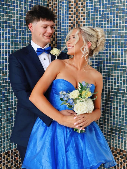 Strapless Glitter Corset Sweetheart Mini Dress