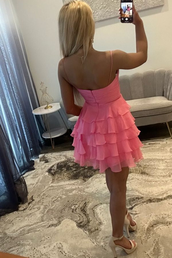Sweetheart Tiered Ruffle Mini Dress with Bow
