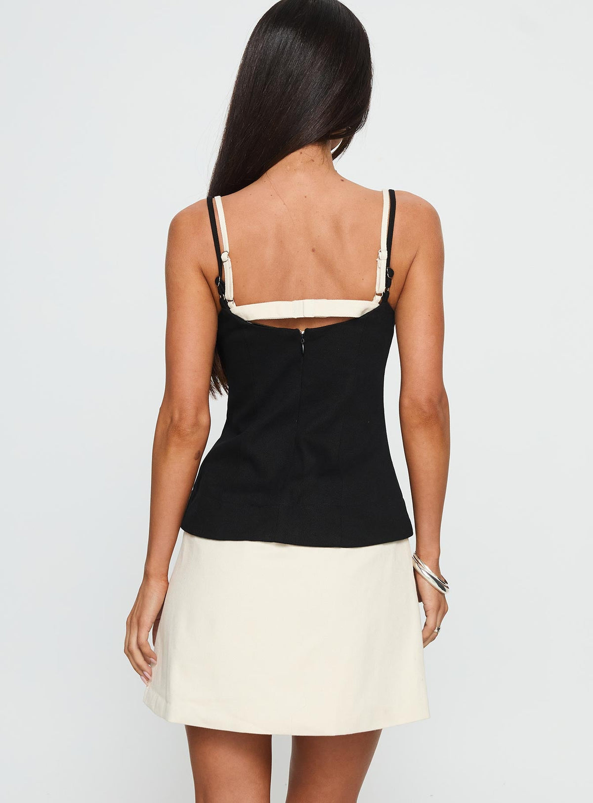 Two-Tone Bustier Mini Dress with Double Straps