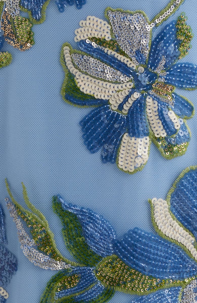 Floral Embroidered Sequined Maxi Dress