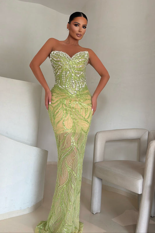 Strapless Crystal Corset Mermaid Gown