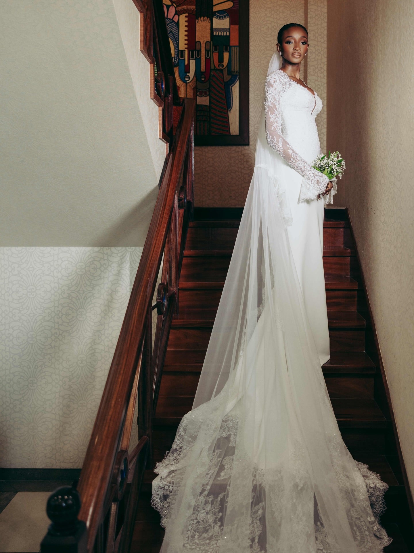 Mermaid Wedding Dress with Long Lace Bell Sleeves