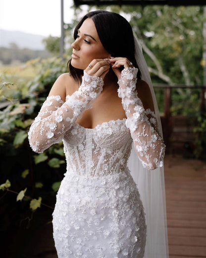 3D Floral Corset Mermaid Wedding Dress