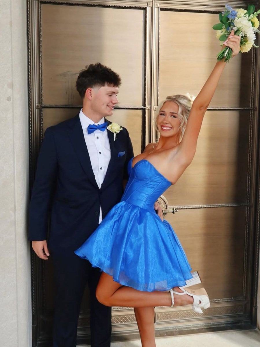 Strapless Glitter Corset Sweetheart Mini Dress