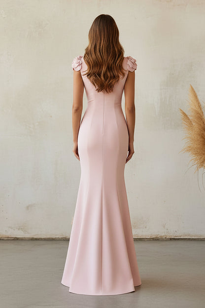 Collared V-Neck Mermaid Evening Gown with 3D Flowers