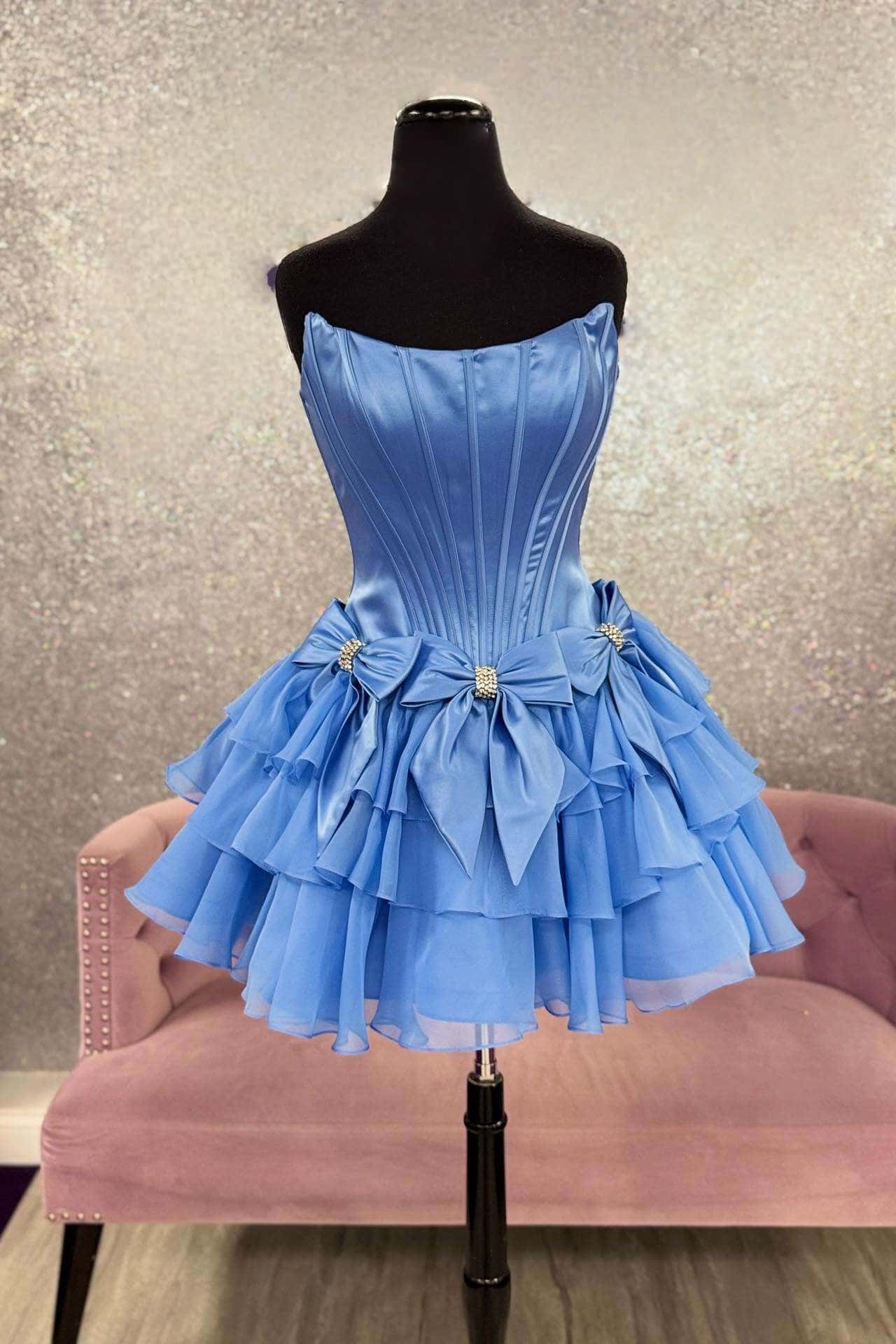 Strapless Corset Ruffled Mini Homecoming Dress