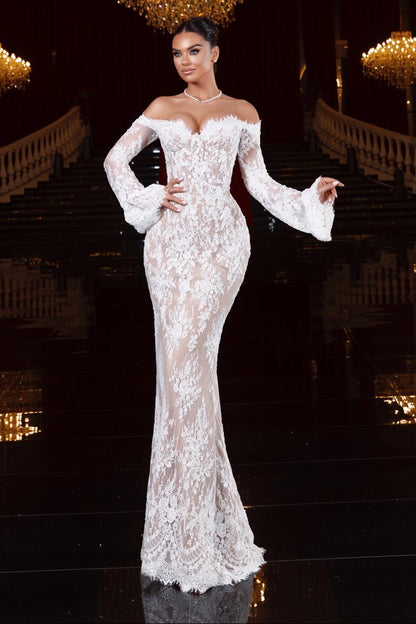Off-Shoulder Lace Mermaid Wedding Dress