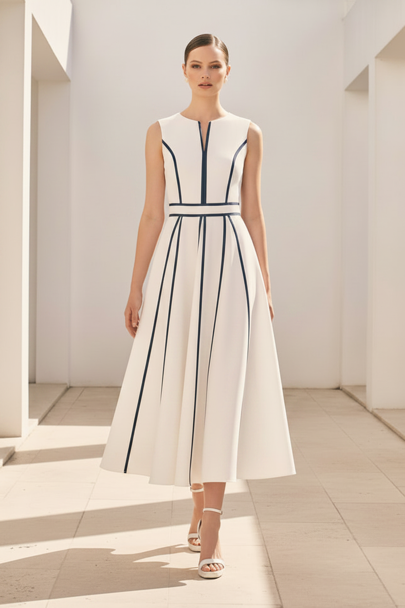Elegant A-Line Midi Dress with Matching Jacket