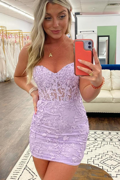 Strapless Sweetheart Lace Corset Mini Dress