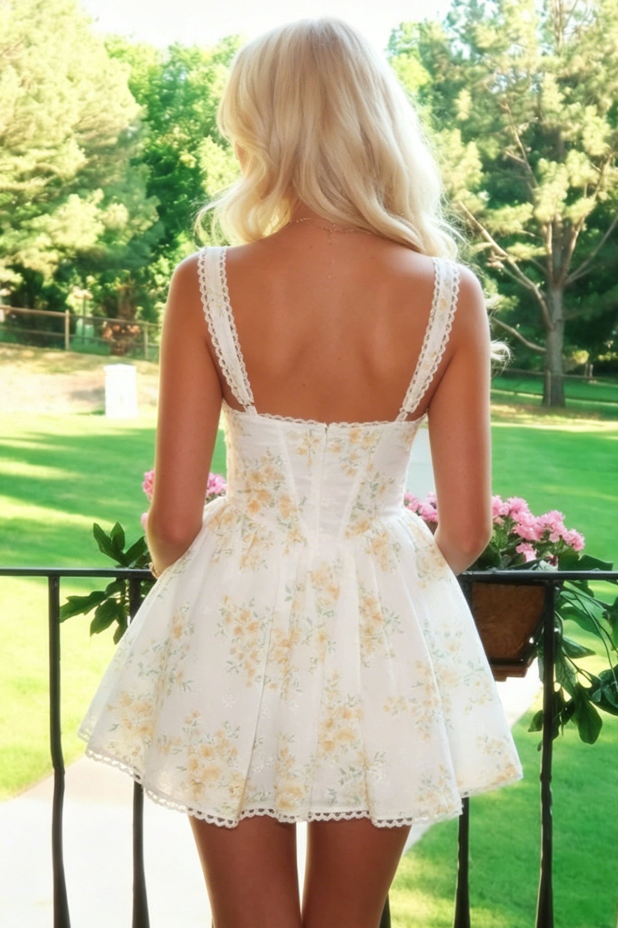 Floral Corset A-Line Mini Dress