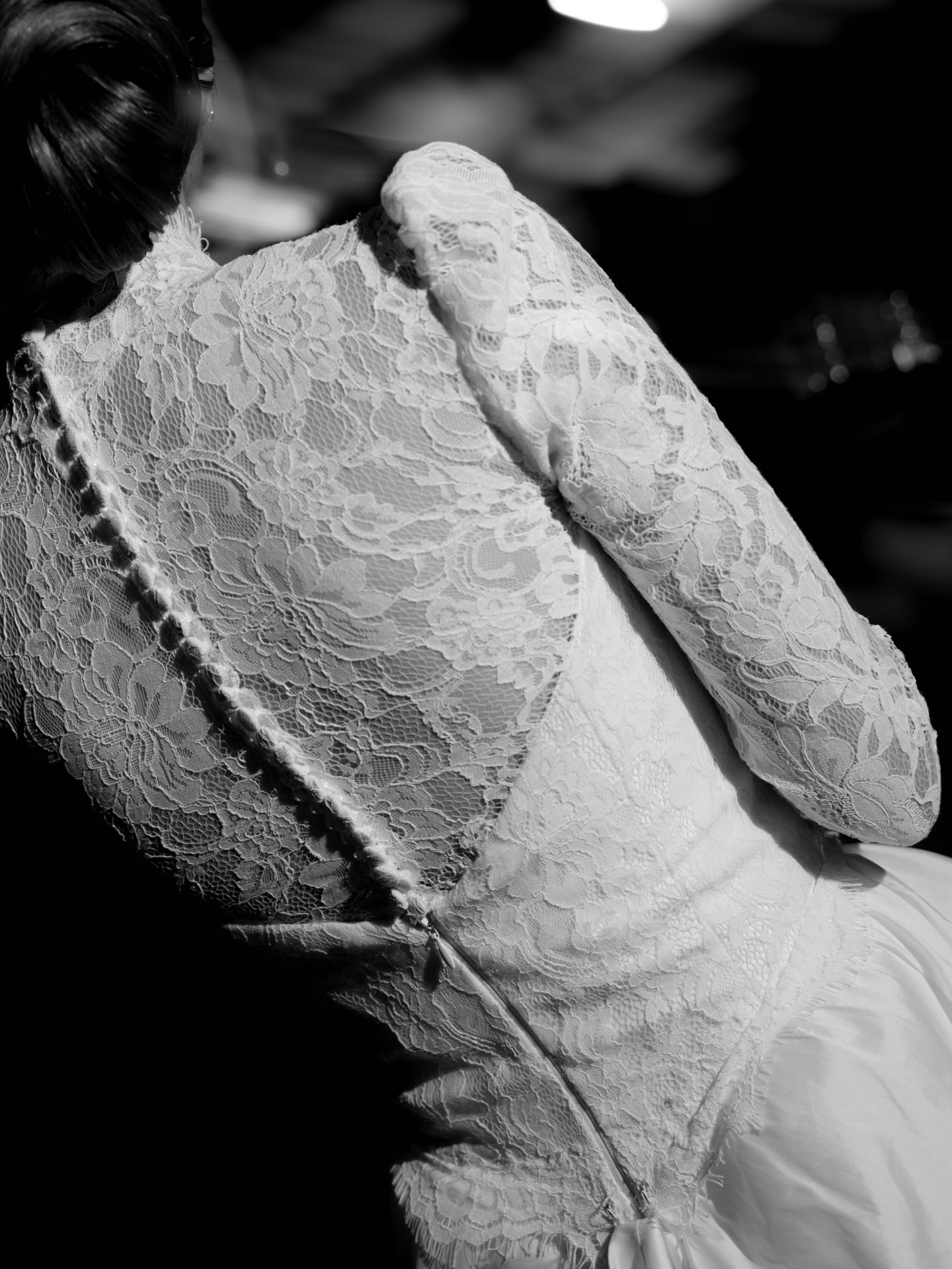 Long Sleeve Lace Bodice Ball Gown Wedding Dress