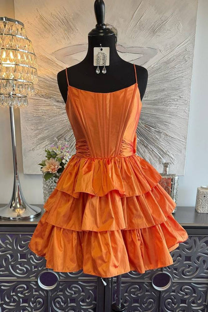 Spaghetti Strap Tiered Corset Mini Dress