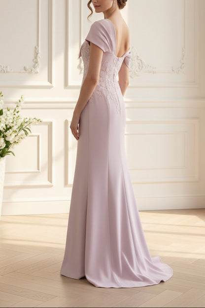 Off-Shoulder Bow Column Gown