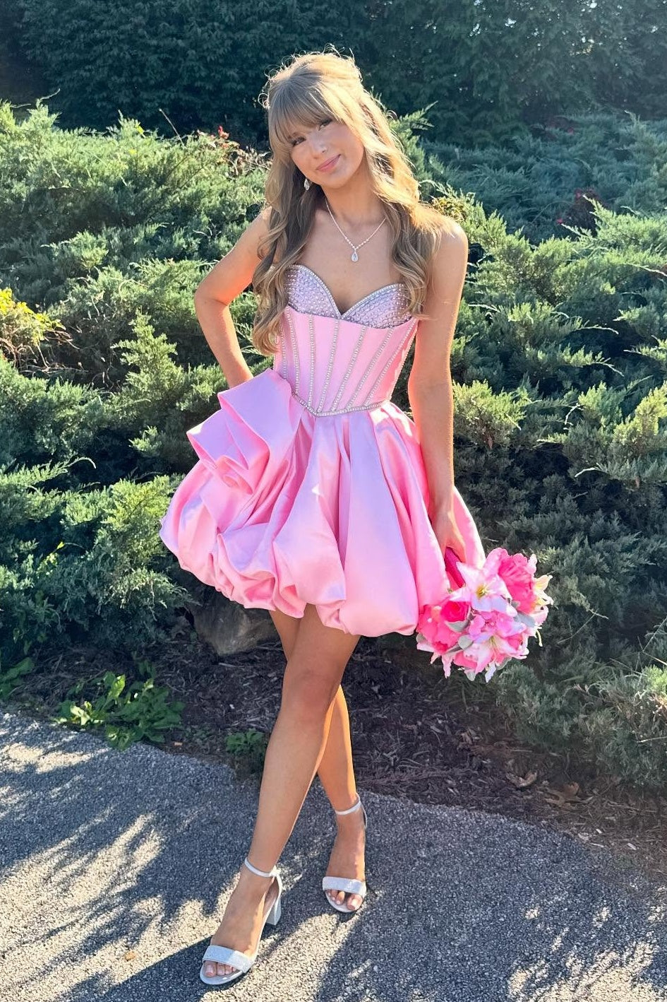 Sweetheart Strapless Corset Bubble Mini Dress