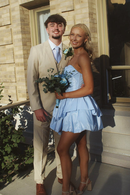 Strapless Sweetheart Tiered Corset Mini Dress