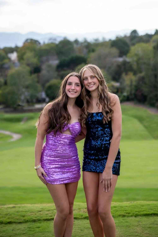 Strapless Sweetheart Sequin Cut-Out Mini Dress