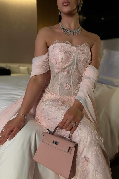 Corset Sweetheart Off-The-Shoulder Column Gown