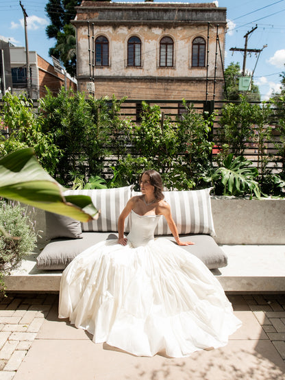 Strapless Corset Tiered Ball Gown Wedding Dress