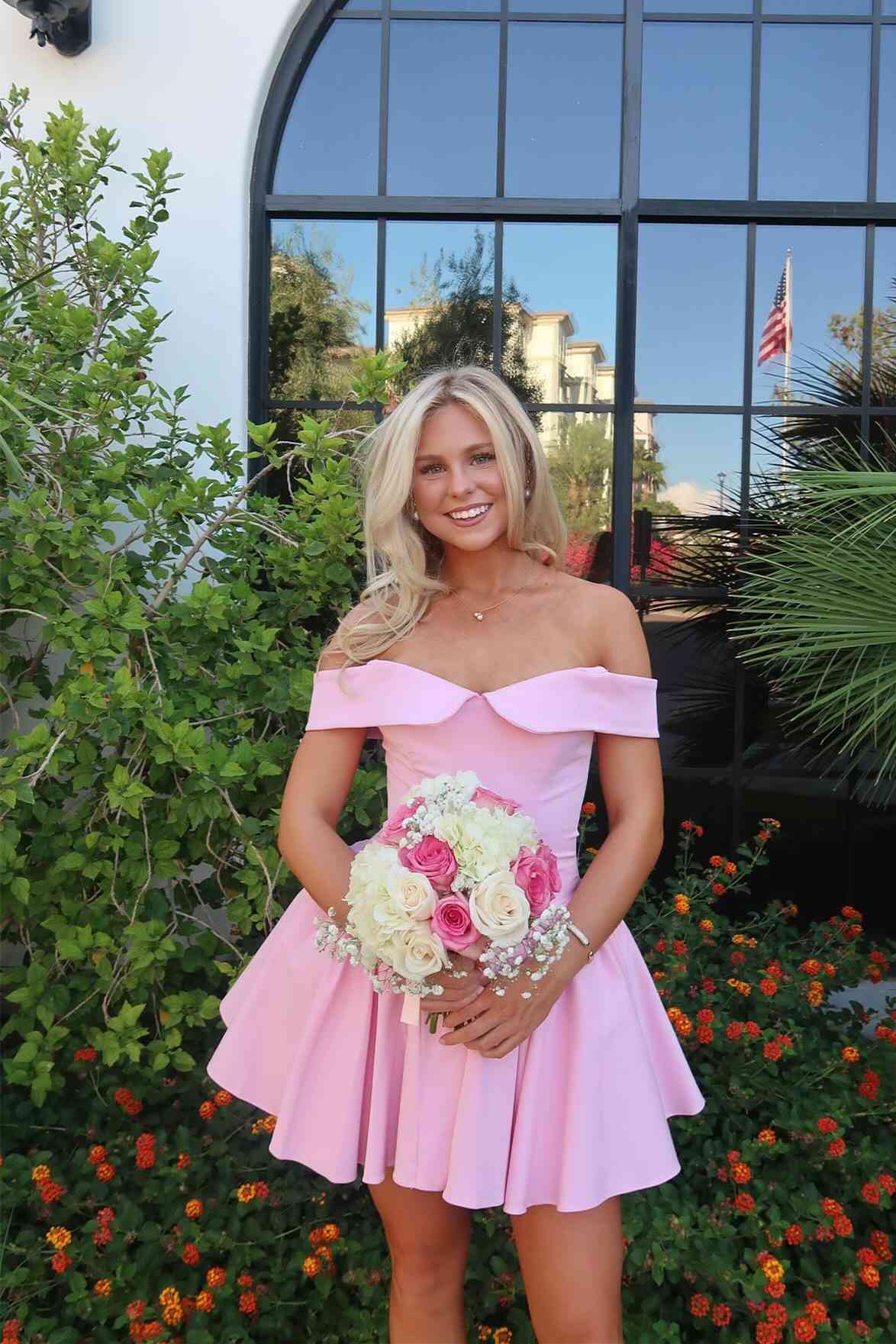 Off-the-Shoulder Fit and Flare Homecoming Dress