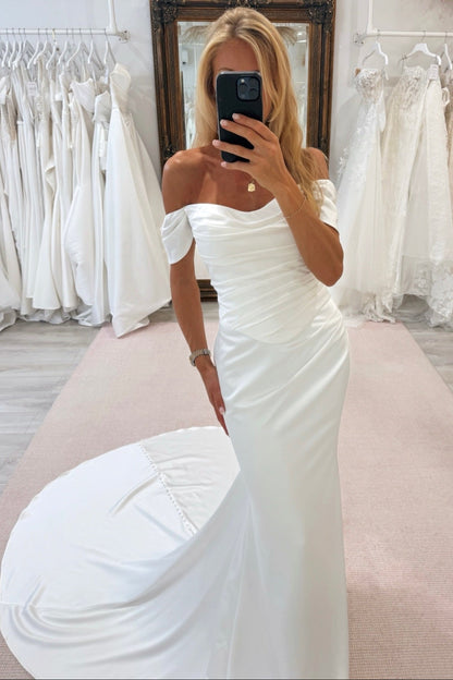 Ruched Off-the-Shoulder Mermaid Wedding Dress