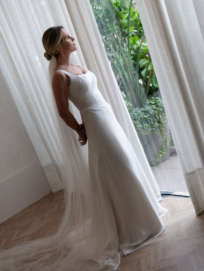 Minimalist Square Neck A-Line Wedding Dress