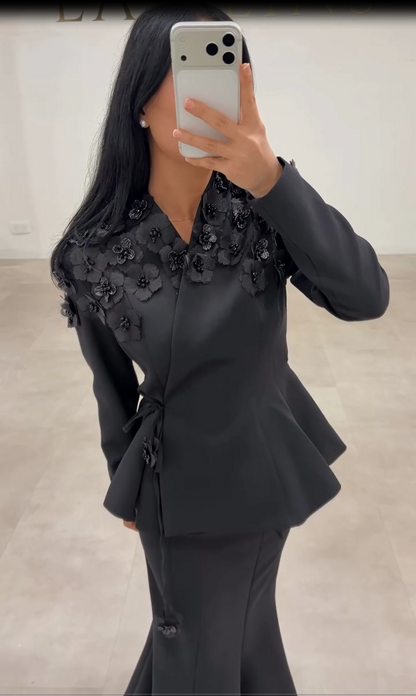 Peplum Jacket and Mermaid Skirt Two-Piece Set