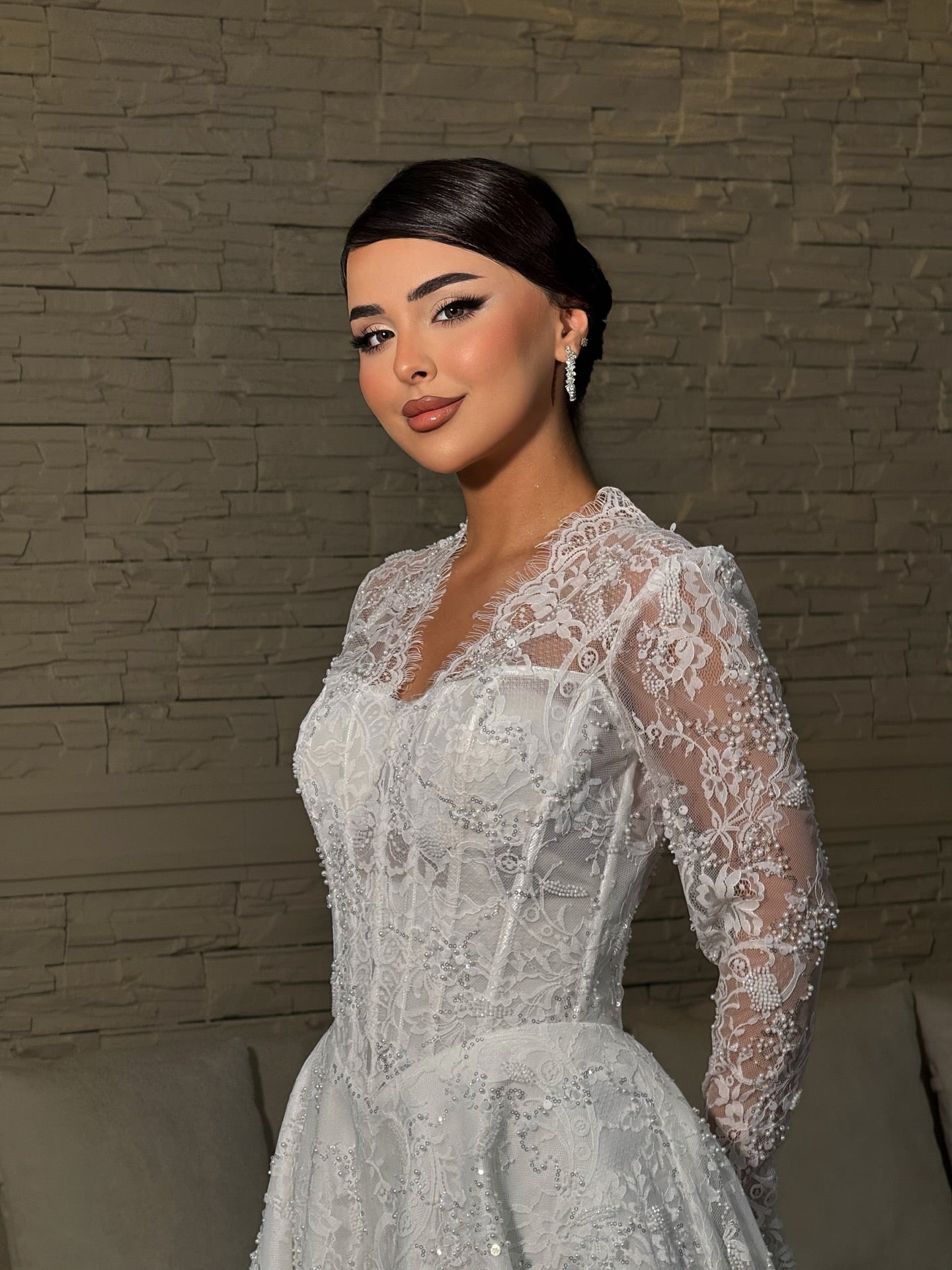 Lace Long Sleeve Corset A-Line Wedding Dress