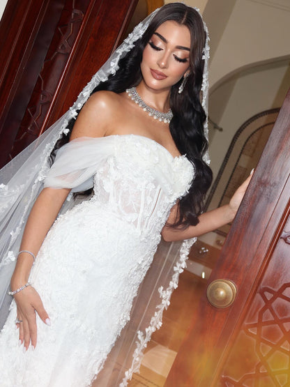 Corset Lace Mermaid Wedding Dress with Train