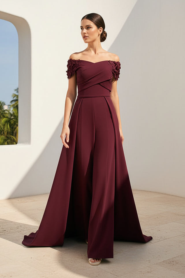 Off-the-Shoulder Jumpsuit with Overskirt