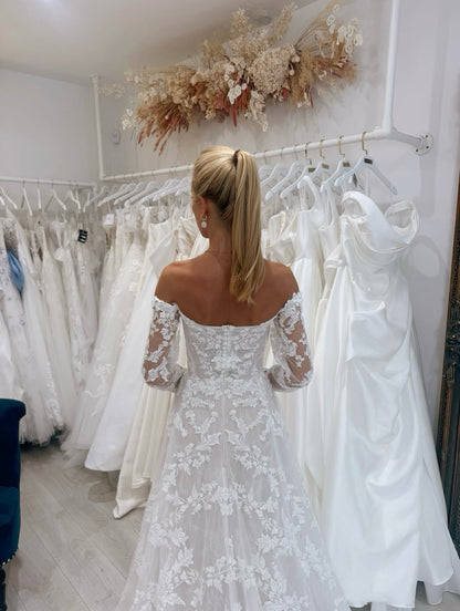 Off-the-Shoulder Lace A-Line Wedding Dress