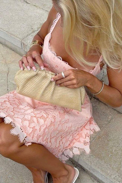 Scalloped Lace Fit and Flare Mini Dress