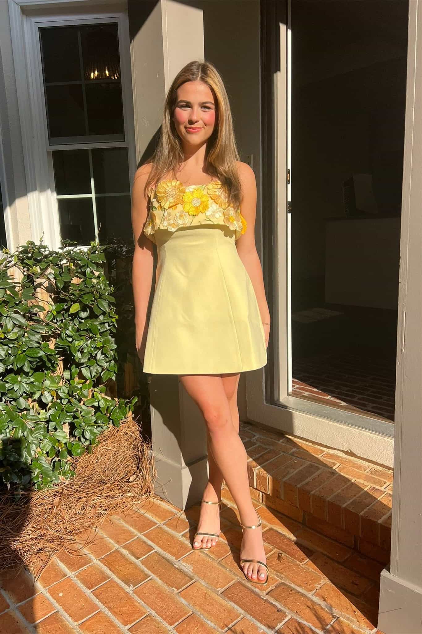 3D Floral Appliqué Halter A-Line Mini Dress