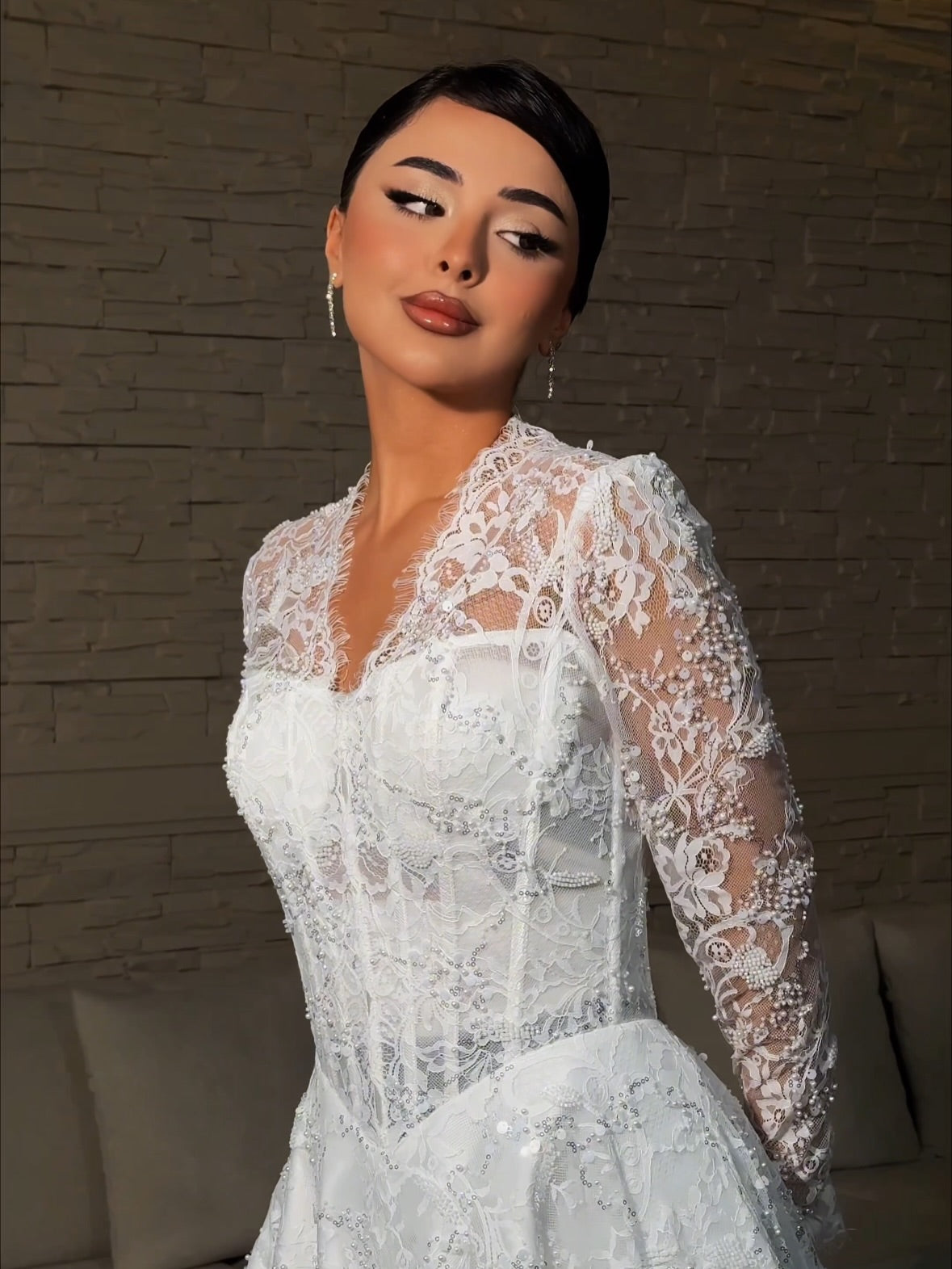 Lace Long Sleeve Corset A-Line Wedding Dress