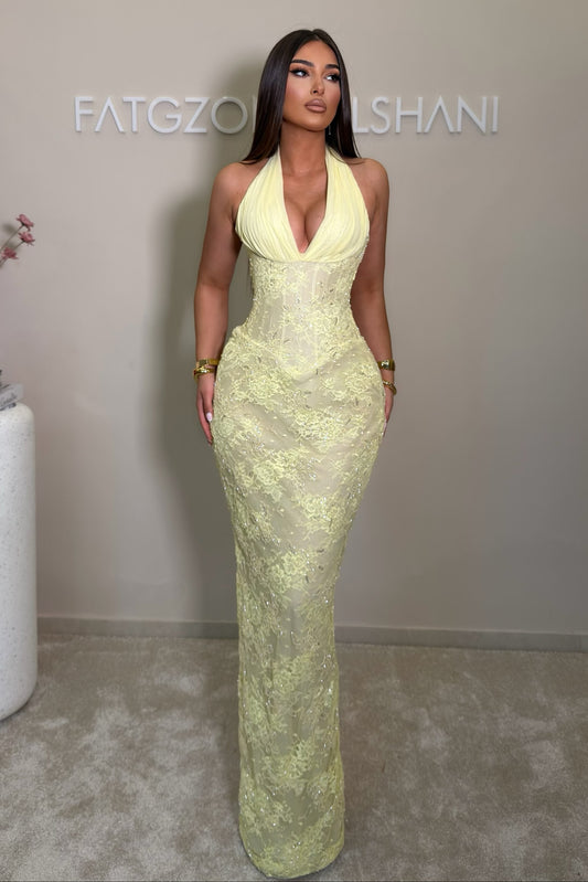 Halter Corset Lace Evening Gown