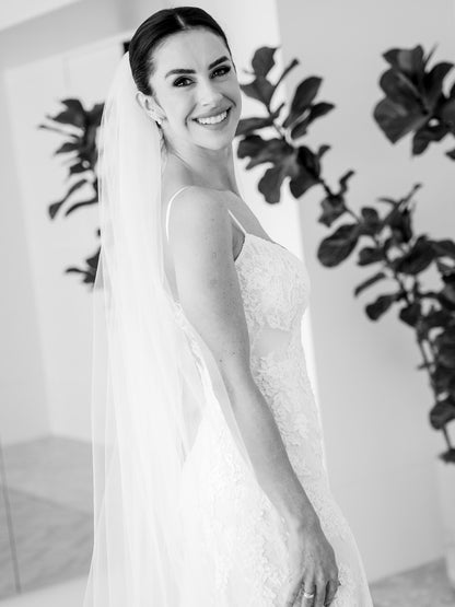 Lace Fit and Flare Wedding Dress with Low Back