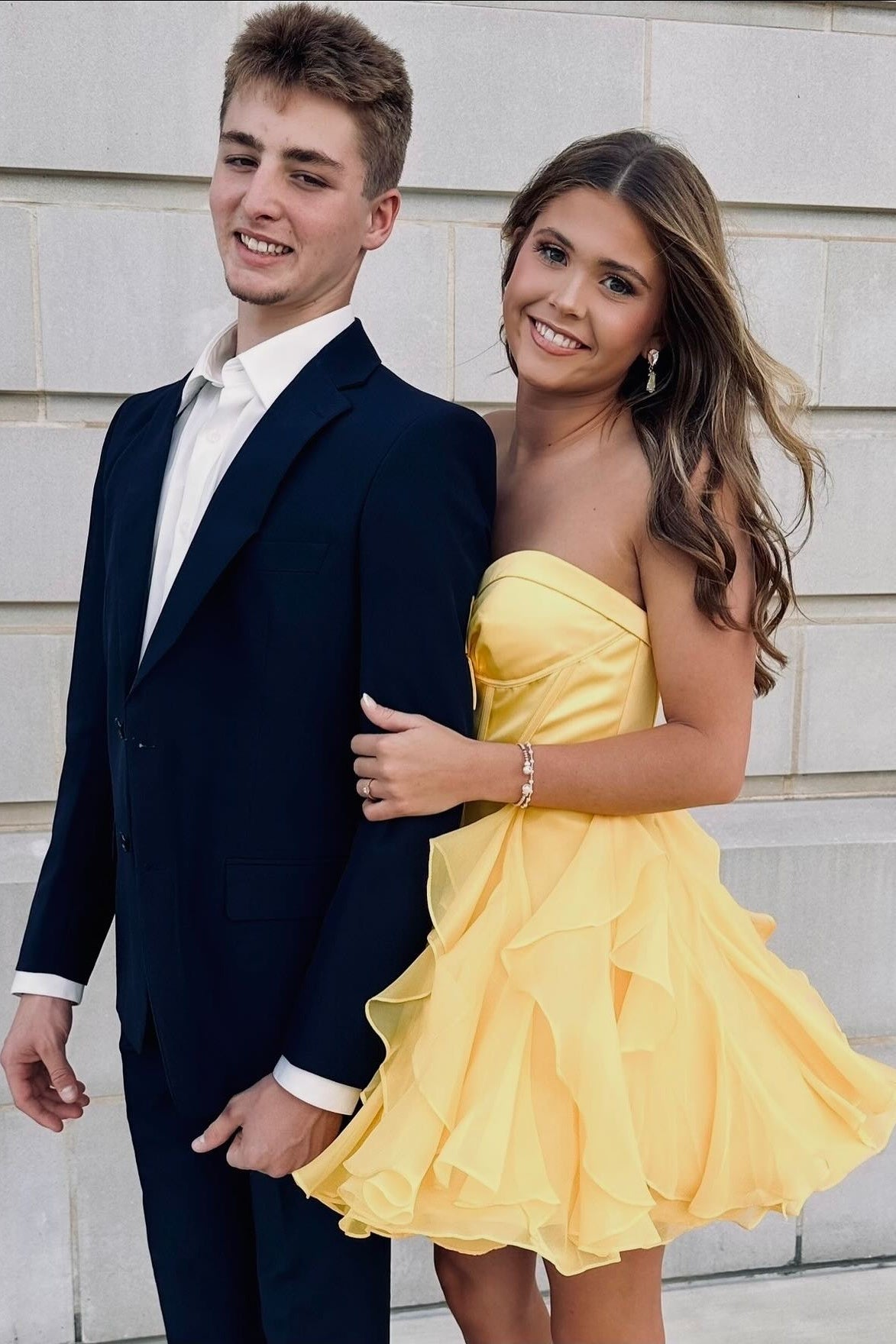Strapless Sweetheart Tiered Ruffle Mini Dress