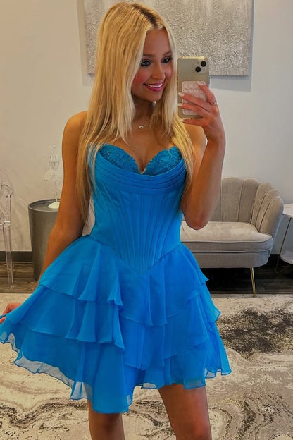 Strapless Tiered Corset Mini Dress