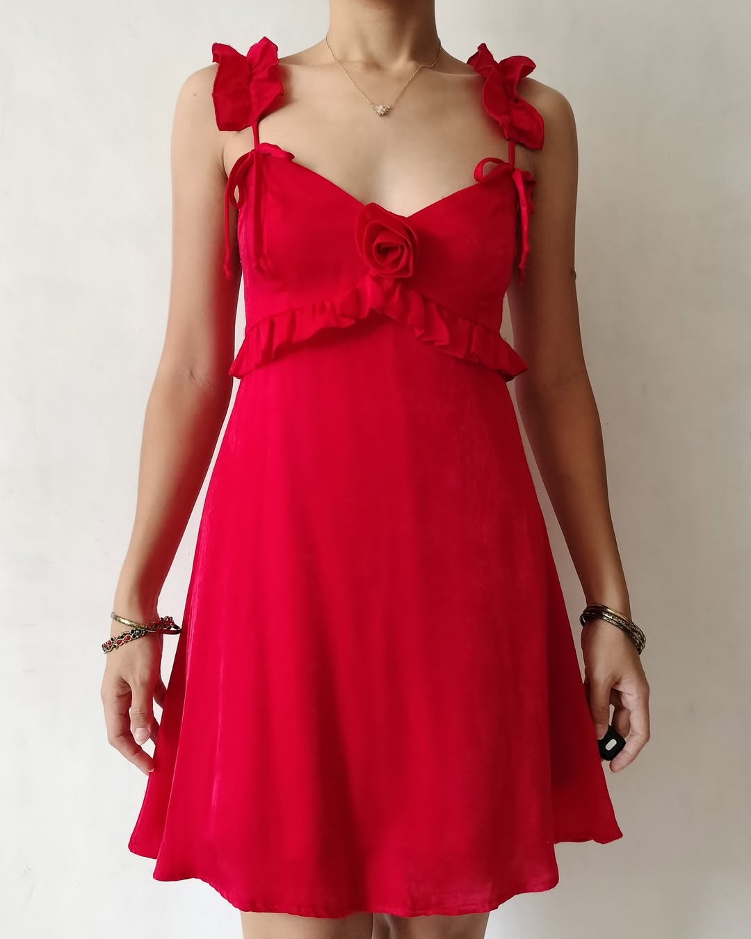 Ruffled Strap Floral Jacquard Mini Dress