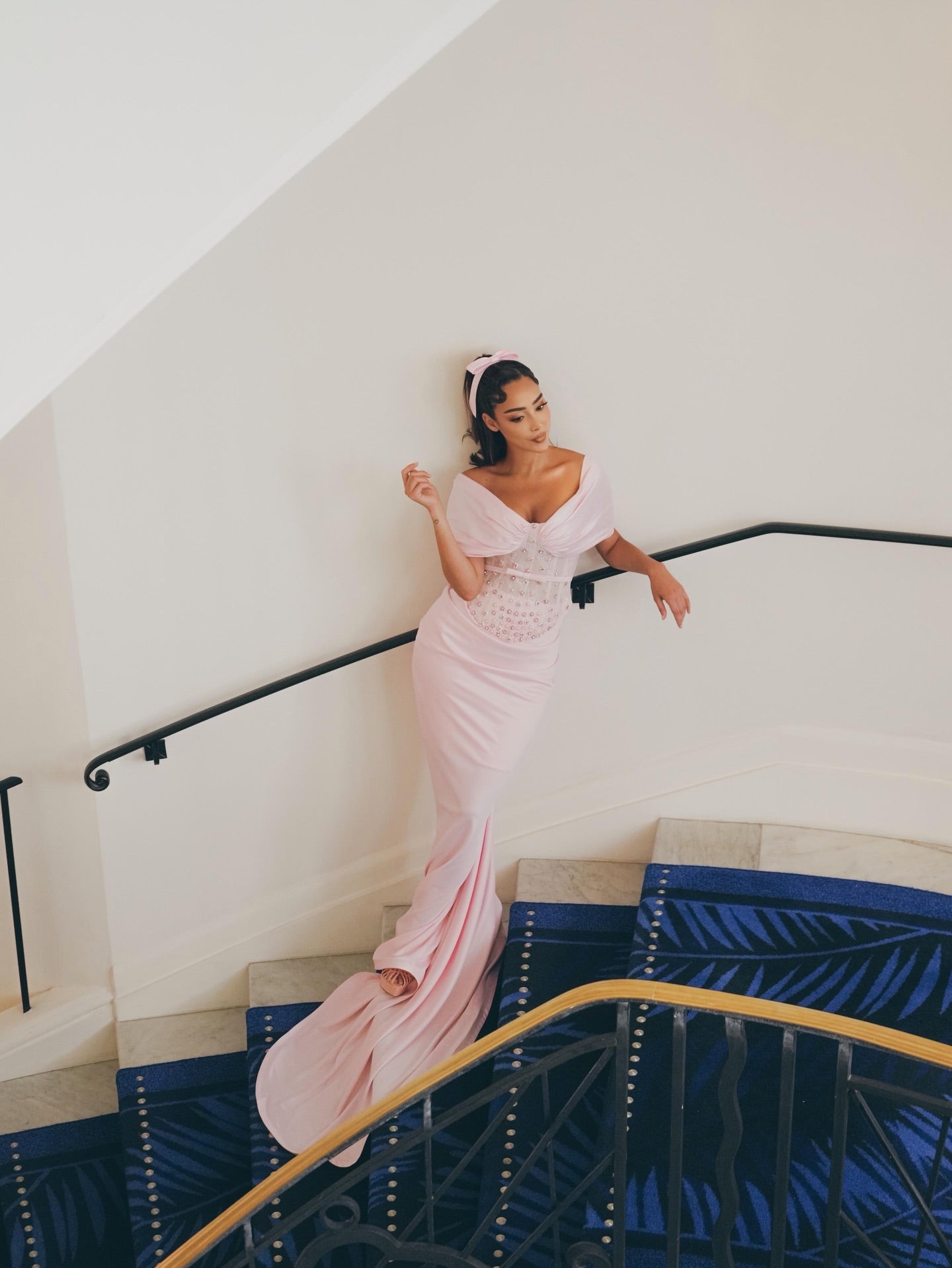 Off-the-Shoulder Mermaid Gown with Lace Corset