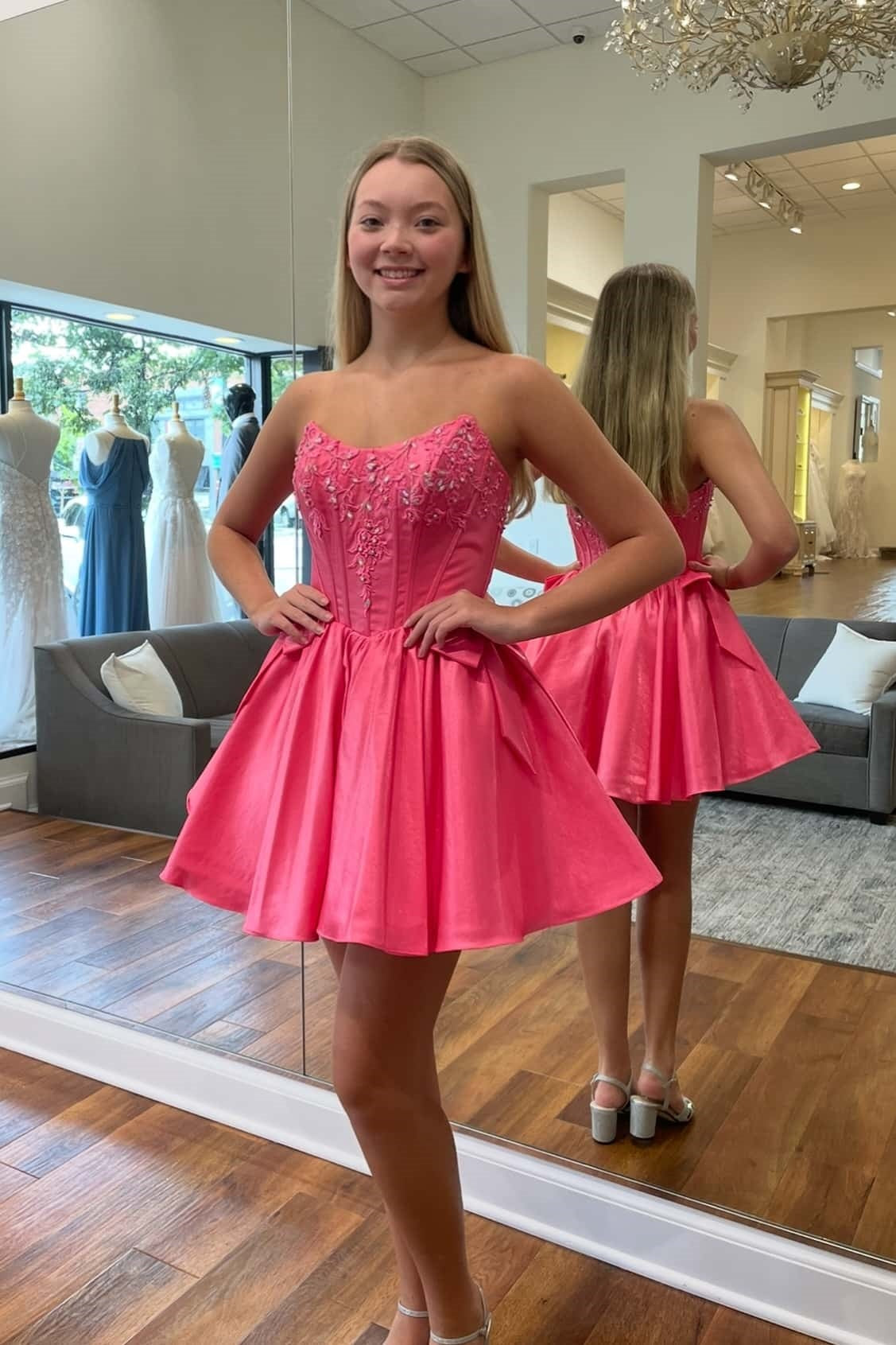 Strapless Corset Satin A-Line Homecoming Dress