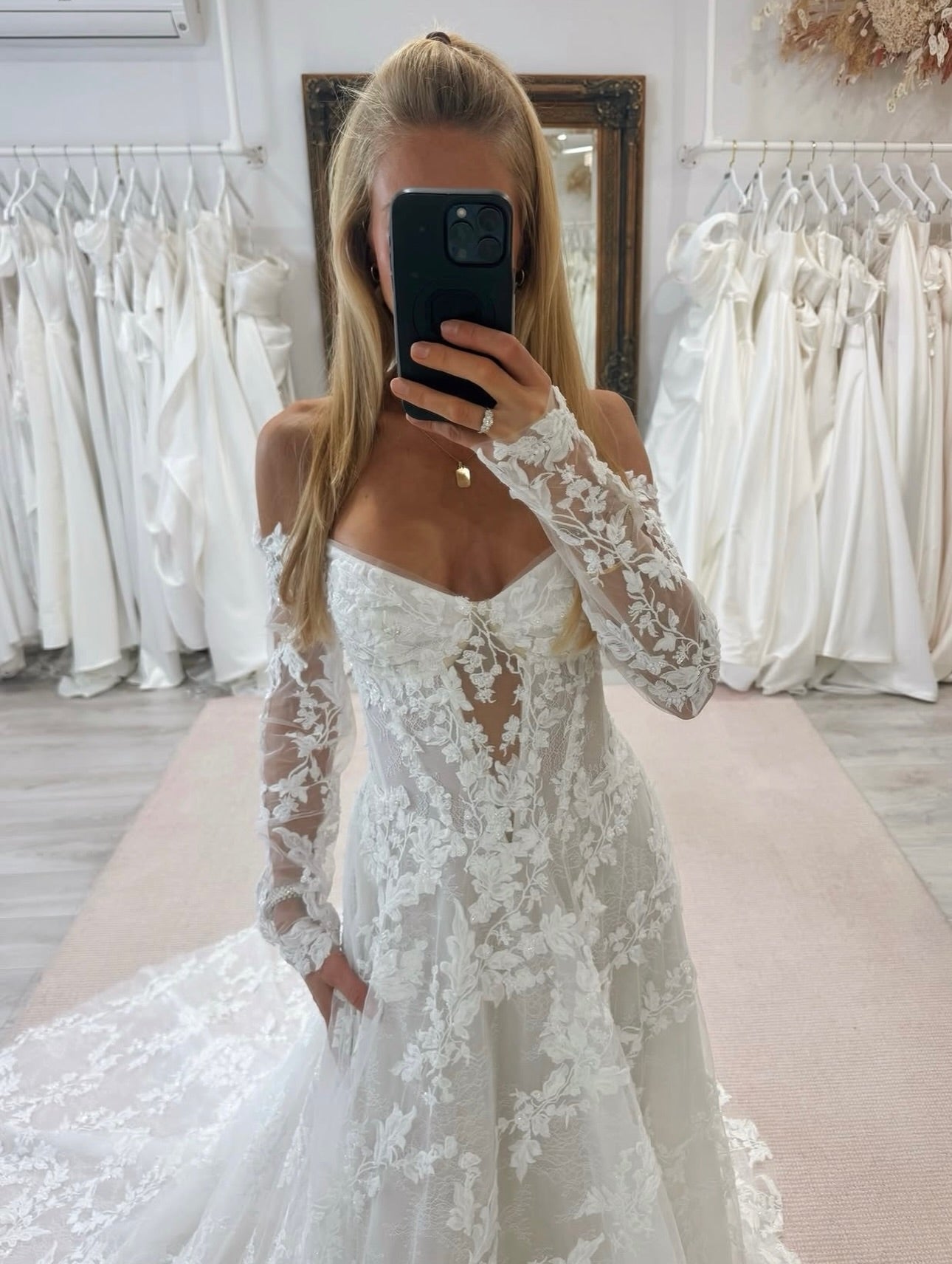 Off-the-Shoulder Lace A-Line Wedding Dress