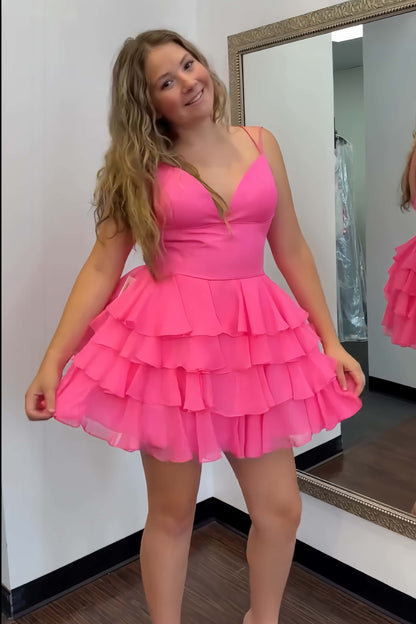 Tiered Ruffled Spaghetti Strap Mini Dress