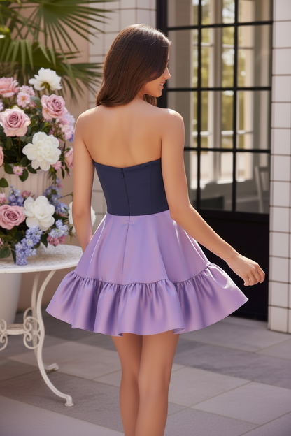 Strapless Sweetheart A-Line Mini Dress with Bow