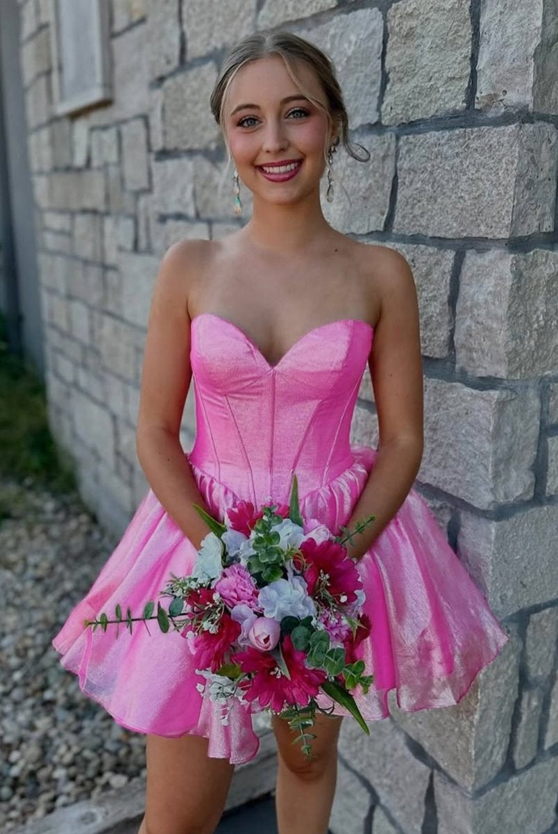Strapless Glitter Corset Sweetheart Mini Dress