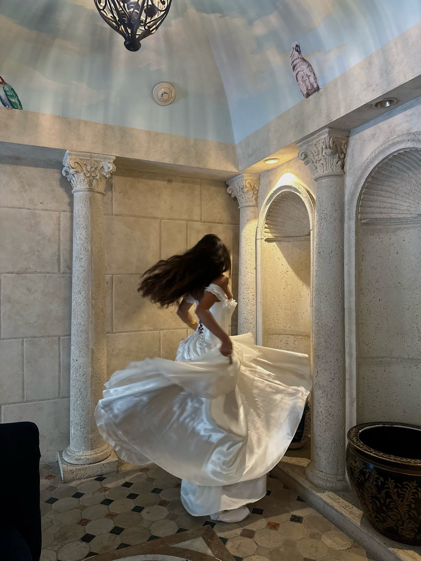 Off-the-Shoulder Corset Wedding Dress with Pick-Up Skirt