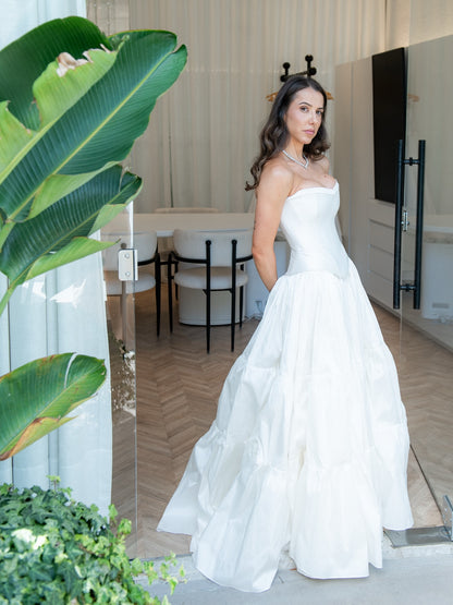 Strapless Corset Tiered Ball Gown Wedding Dress