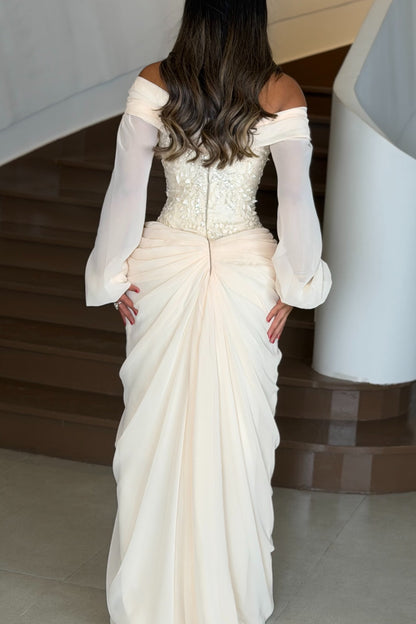 Embroidered Corset Gown with Draped Maxi Skirt
